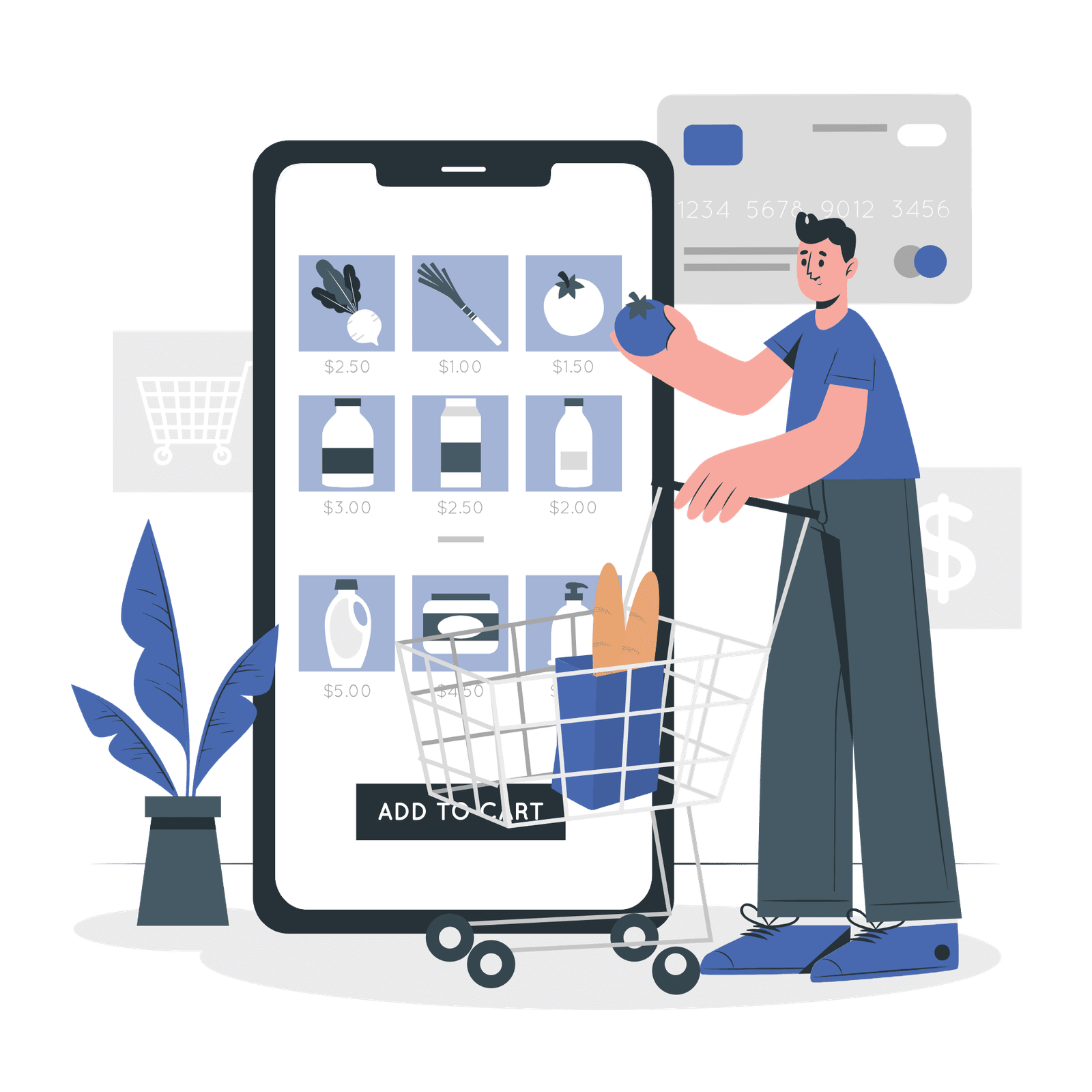 A person shopping on e-commerce website vector illustration